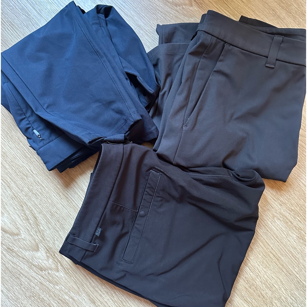 Lululemon ABC Slim Fit Trousers (x3) - Black, Grey, & Blue), used - All …